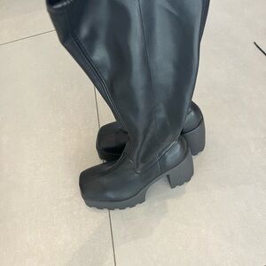 Black Knee-High Platform Boots